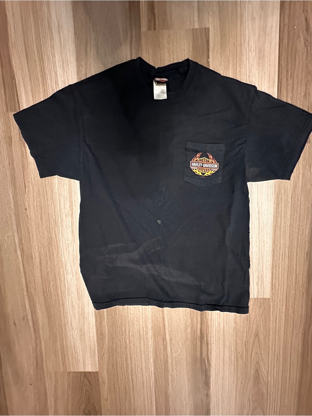 Harley-Davidson Black Short Sleeve Pocket Tee with Flame Patch